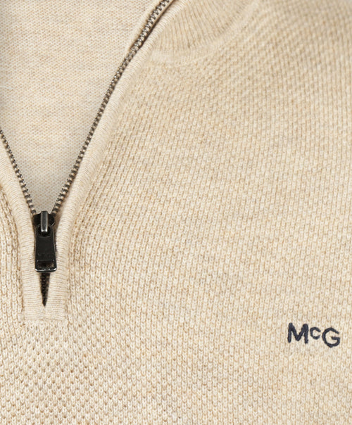 Trui Half-Zip Katoen Merinowol | Sand