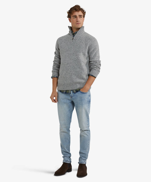Trui Fisherman Half-Zip | Medium Grey Melange