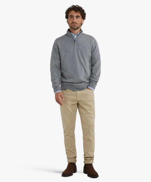 Trui Half-Zip Luxe Merinowol | Medium Grey Melange
