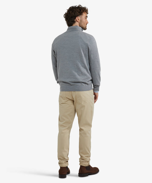 Trui Half-Zip Luxe Merinowol | Medium Grey Melange