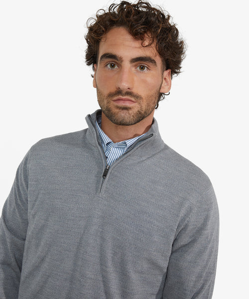 Trui Half-Zip Luxe Merinowol | Medium Grey Melange
