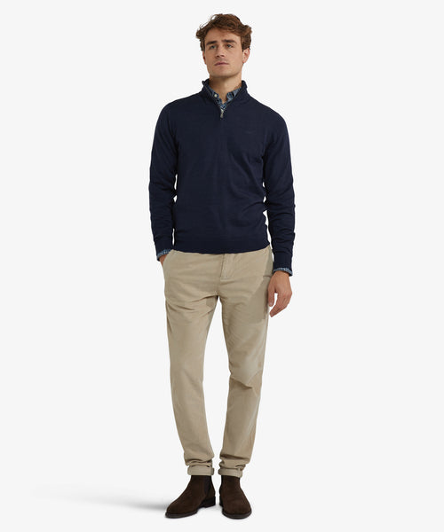 Trui Half-Zip Luxe Merinowol | Navy