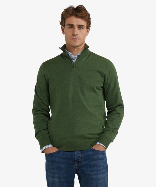 Trui Half-Zip Luxe Merinowol | Moss Green