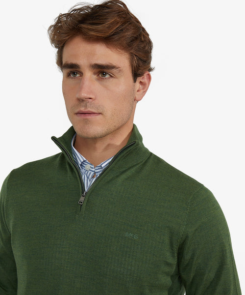 Trui Half-Zip Luxe Merinowol | Moss Green