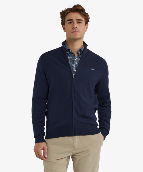 Ritsvest Katoen Merinowol | Navy