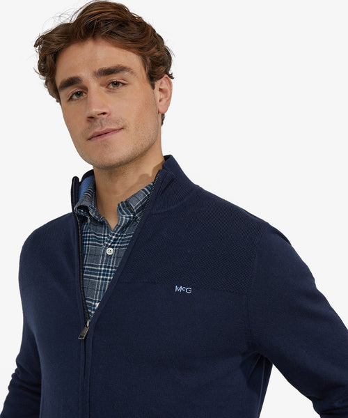 Ritsvest Katoen Merinowol | Navy