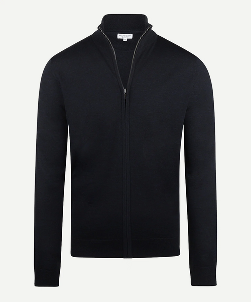 Zipper cardigan Luxury Merino wool | Navy