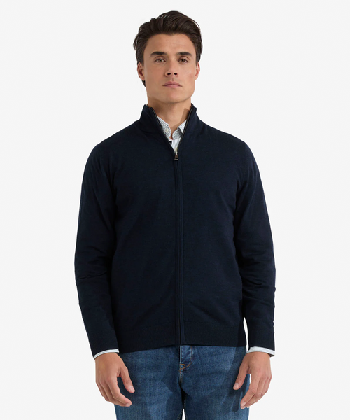 Zipper cardigan Luxury Merino wool | Navy
