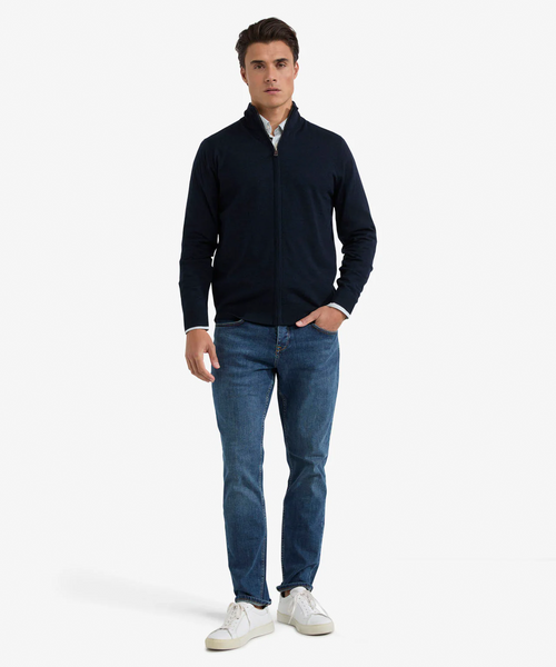 Zipper cardigan Luxury Merino wool | Navy
