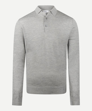 Polo sweater Luxury Merino Wool Long Sleeve | Medium Gray Melange