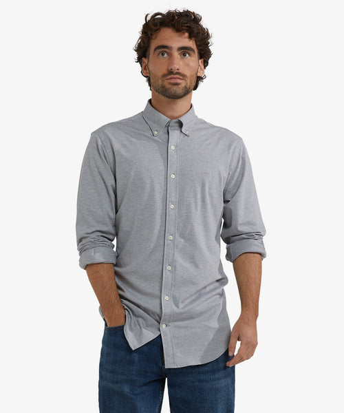 Overhemd Stretch Piqué | Medium Grey Melange