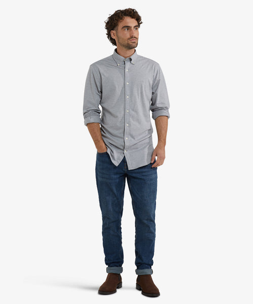 Overhemd Stretch Piqué | Medium Grey Melange