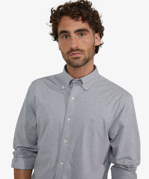 Overhemd Stretch Piqué | Medium Grey Melange