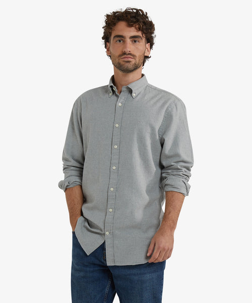 Overhemd Flanel Melange Oxford | Medium Grey Melange