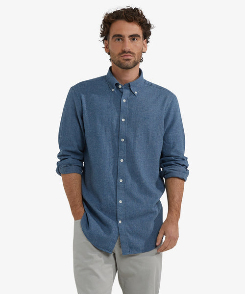 Overhemd Flanel Melange Oxford | Navy