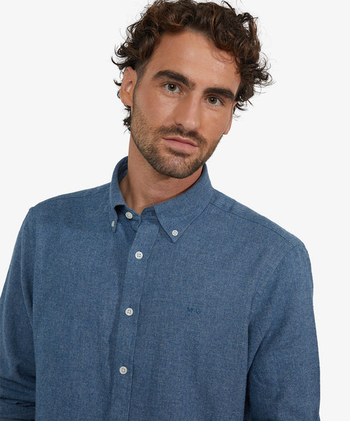 Overhemd Flanel Melange Oxford | Navy