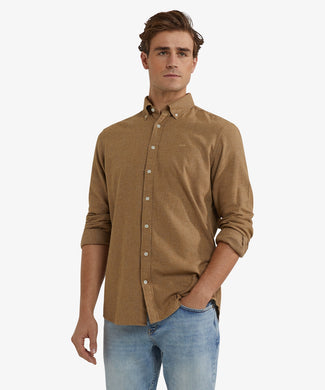 Overhemd Flanel Melange Oxford | Camel