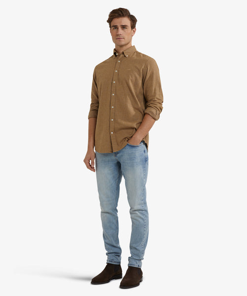 Overhemd Flanel Melange Oxford | Camel