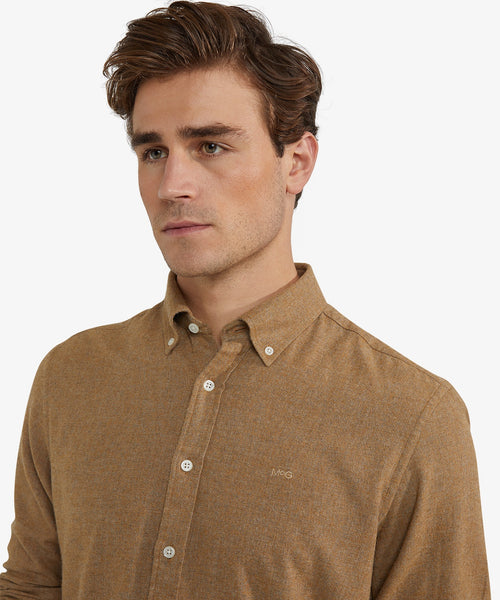 Overhemd Flanel Melange Oxford | Camel