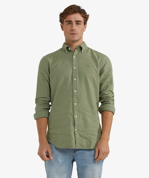 Overhemd Flanel Melange Oxford | Winter Sage