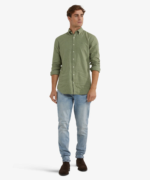 Overhemd Flanel Melange Oxford | Winter Sage