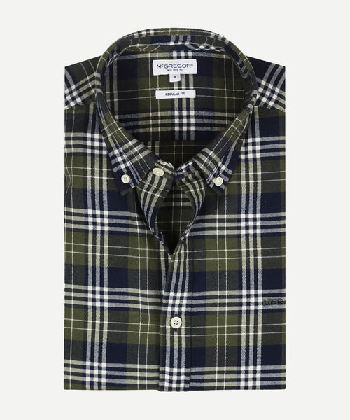 Flannel Shirt Multi Check | Moss Green