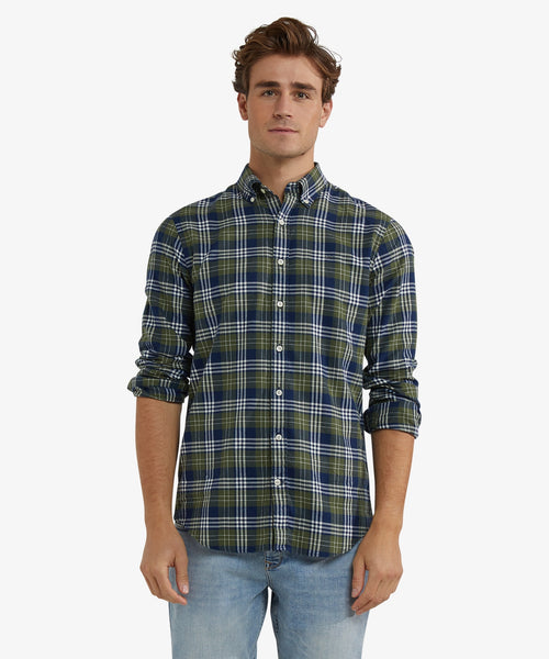 Flannel Shirt Multi Check | Moss Green