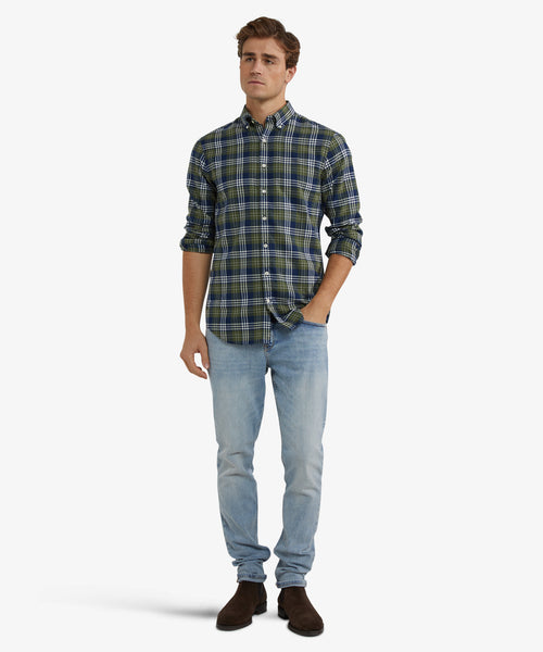 Flannel Shirt Multi Check | Moss Green