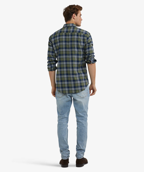 Flannel Shirt Multi Check | Moss Green