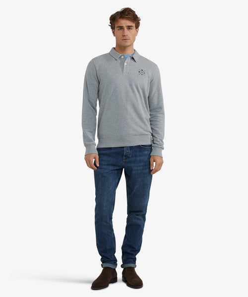 Polo Sweatshirt Lange Mouw | Medium Grey Melange