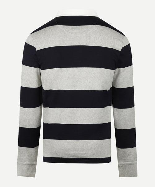 Heritage Gestreept Rugbyshirt | Medium Grey Melange