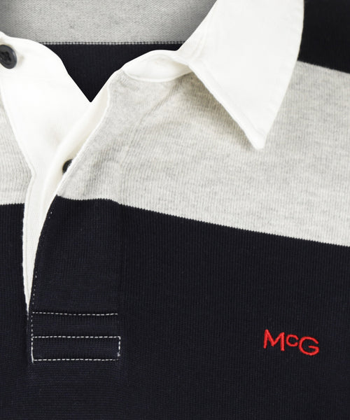 Heritage Gestreept Rugbyshirt | Medium Grey Melange