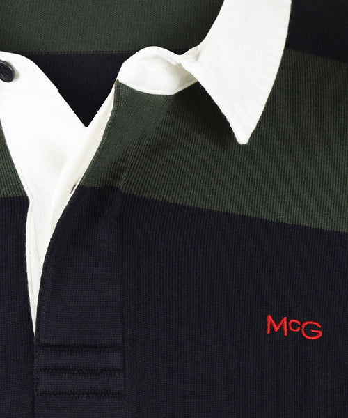 Heritage Gestreept Rugbyshirt | Dark Olive