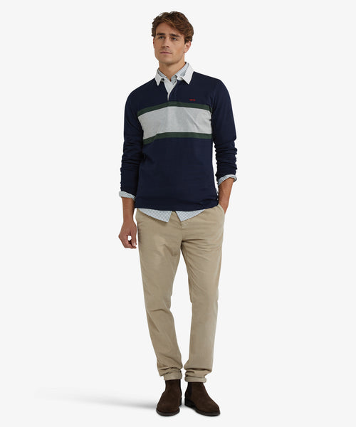 Colourblock Rugbyshirt | Navy