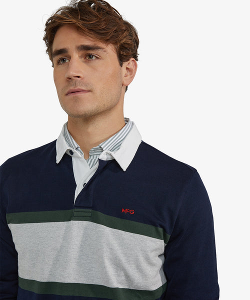 Colourblock Rugbyshirt | Navy