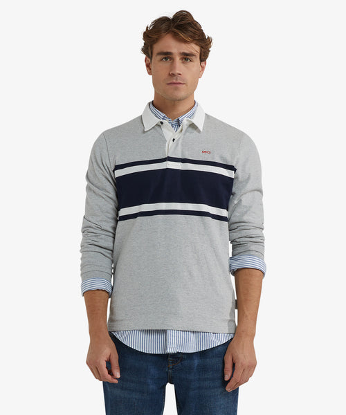 Colourblock Rugbyshirt | Medium Grey Melange