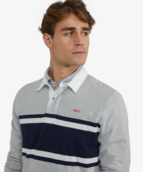 Colourblock Rugbyshirt | Medium Grey Melange