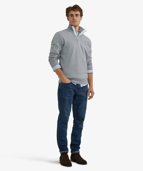 Sweatshirt Half-Zip | Medium Grey Melange