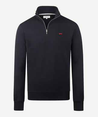 Sweatshirt Half-Zip Rib Structure | Navy