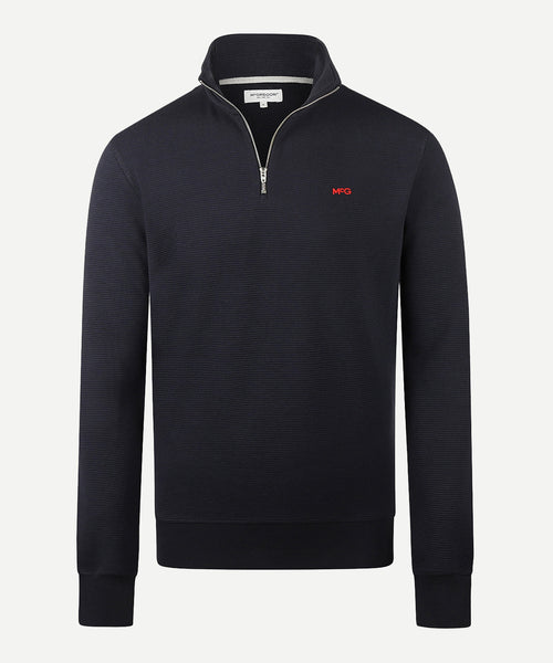 Sweatshirt Half-Zip Ribstructuur | Navy
