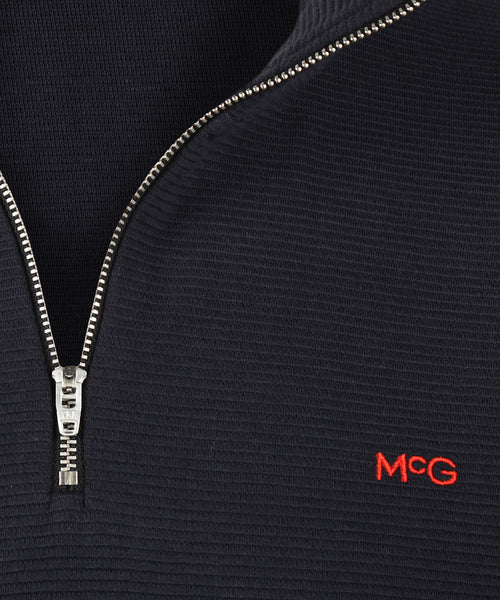 Sweatshirt Half-Zip Ribstructuur | Navy