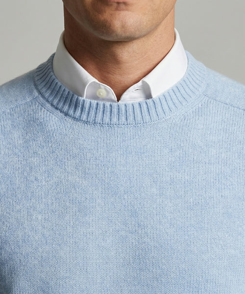 Cotton Crew Neck Sweater | Light Blue
