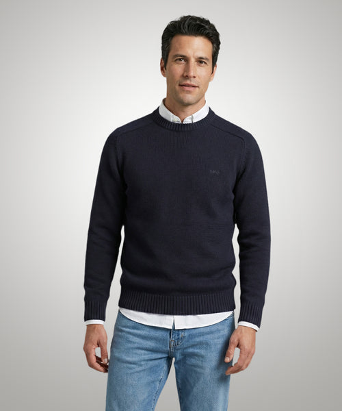 Trui Katoen Ronde Hals | Navy