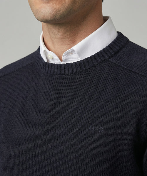 Cotton Crew Neck Sweater | Navy