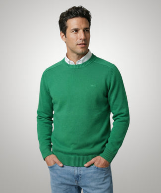 Cotton Crew Neck Sweater | Green