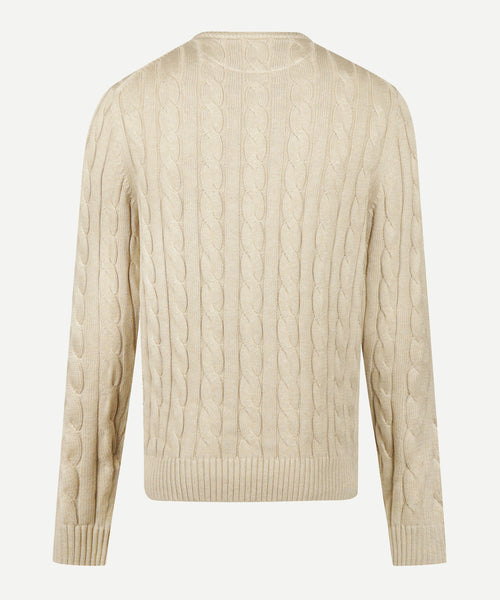 Cable Knit Sweater Cotton Crew Neck | Sand