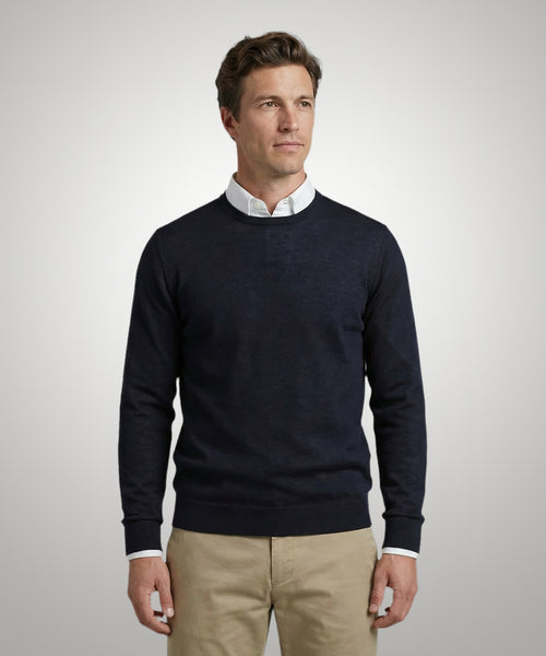 Trui Extra Fine Merino Ronde Hals | Navy