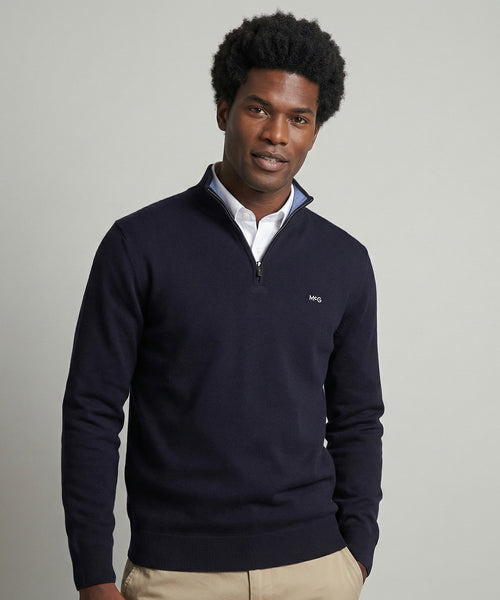 Trui Half-Zip Katoen Cashmere | Navy