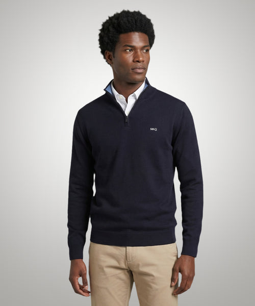 Trui Half-Zip Katoen Cashmere | Navy