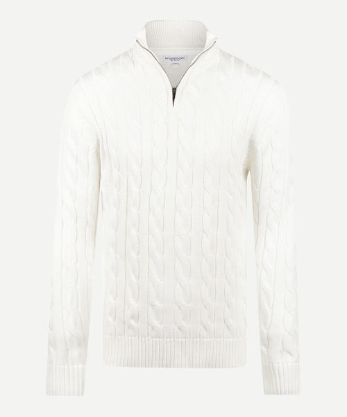 Cable Zip Mock Sweater | Off White